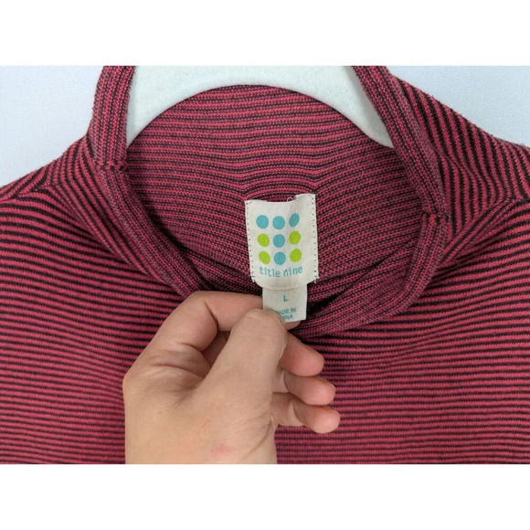 Title Nine L Synergy Rolled Mock Neck Turtleneck Sweater Stripe Outdoors Hiking - Picture 10 of 12